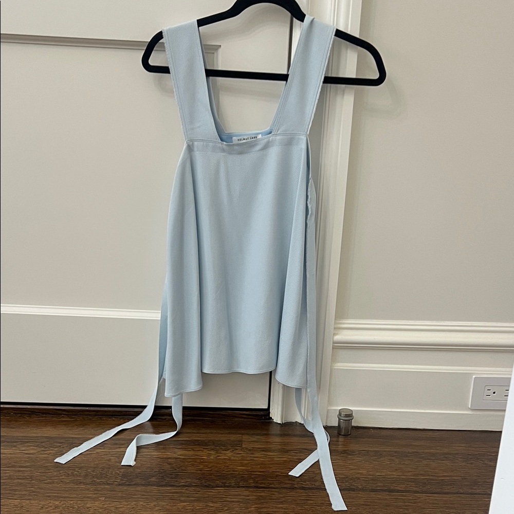 Helmut Lang Light Blue Women's Square-Neck Tie-Back Tank